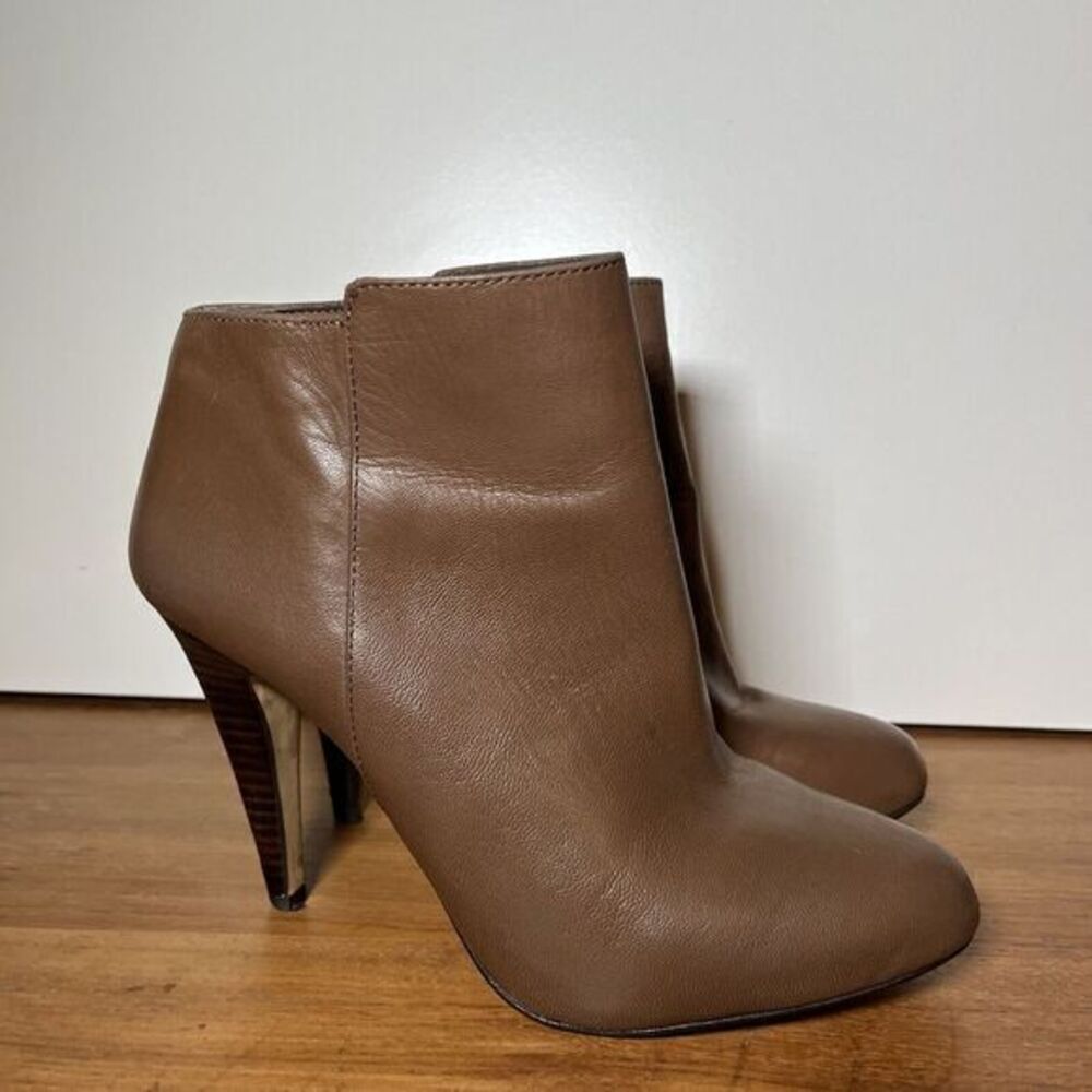 BANANA REPUBLIC Womens Tilia Ankle Zip Leather Boots Heel Bootie Cognac 7M‎ EUC